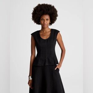 NWT Madewell Airy Black Denim Seamed Scoopneck Top size 2